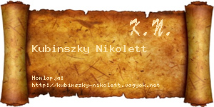 Kubinszky Nikolett névjegykártya